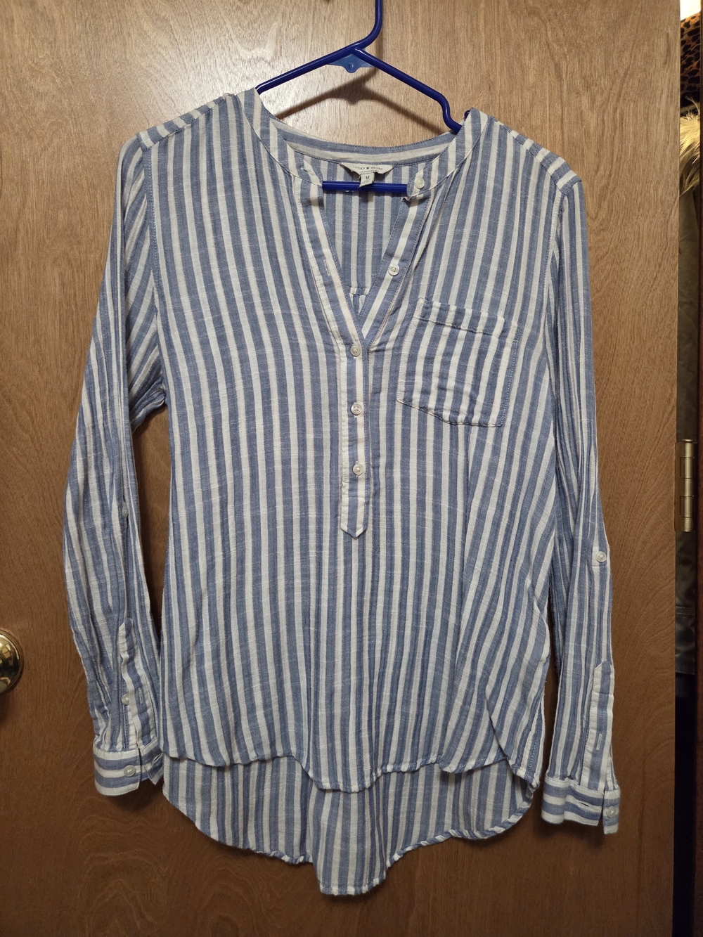 Lucky Brand Blue & White Striped Button-Front Shirt
